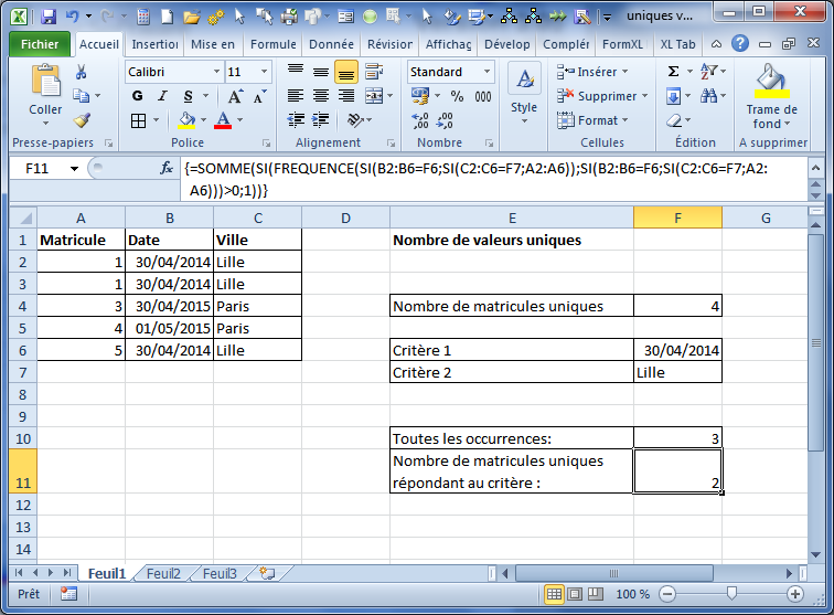 comment compter des valeurs différentes dans excel